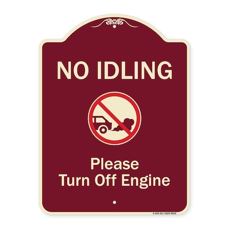 Signmission Designer Series-No Idling Please Turn Off Engine With Graphic, 24" x 18", BU-1824-9829 A-DES-BU-1824-9829